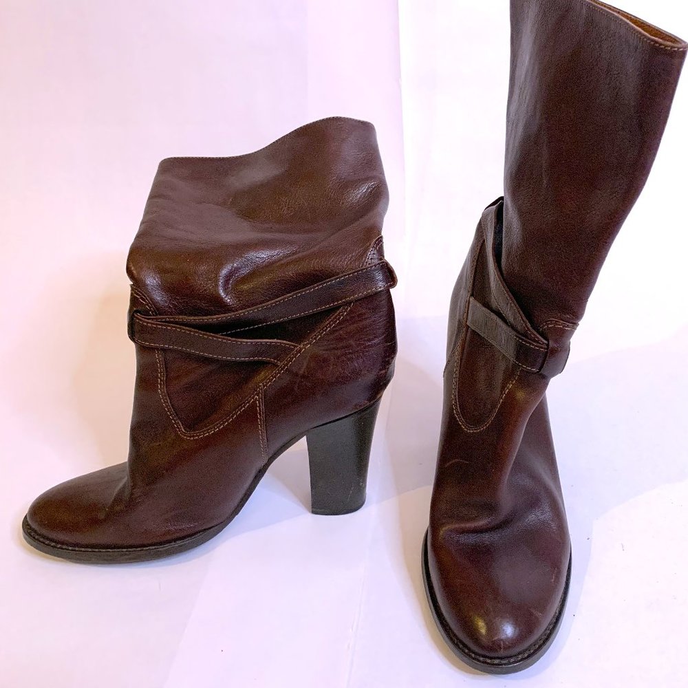 J. Crew Expresso/Chesnut Brown Italian Leather Mid Boot